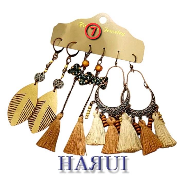 新入荷 ウッドビーズ 天然石 貝 ピアス  3点セット ベリーダンス ジプシー トライバル |  | 07