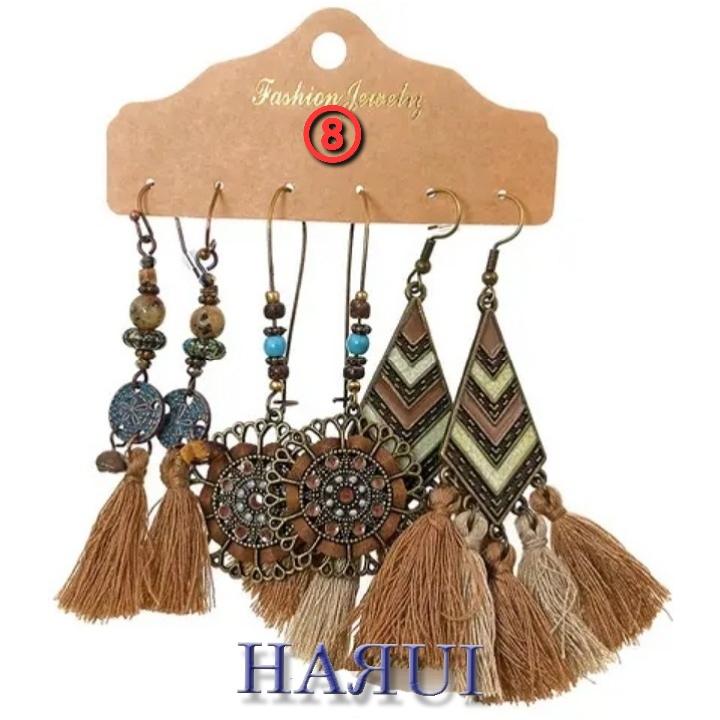 新入荷 ウッドビーズ 天然石 貝 ピアス  3点セット ベリーダンス ジプシー トライバル |  | 21