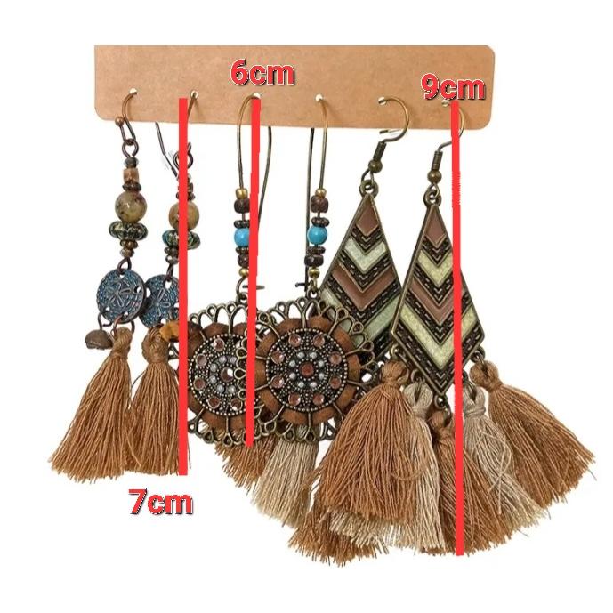 新入荷 ウッドビーズ 天然石 貝 ピアス  3点セット ベリーダンス ジプシー トライバル |  | 22