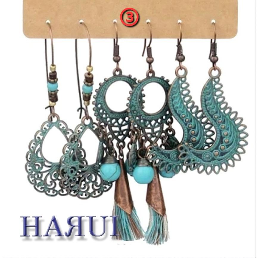 新入荷 ウッドビーズ 天然石 貝 ピアス  3点セット ベリーダンス ジプシー トライバル |  | 03