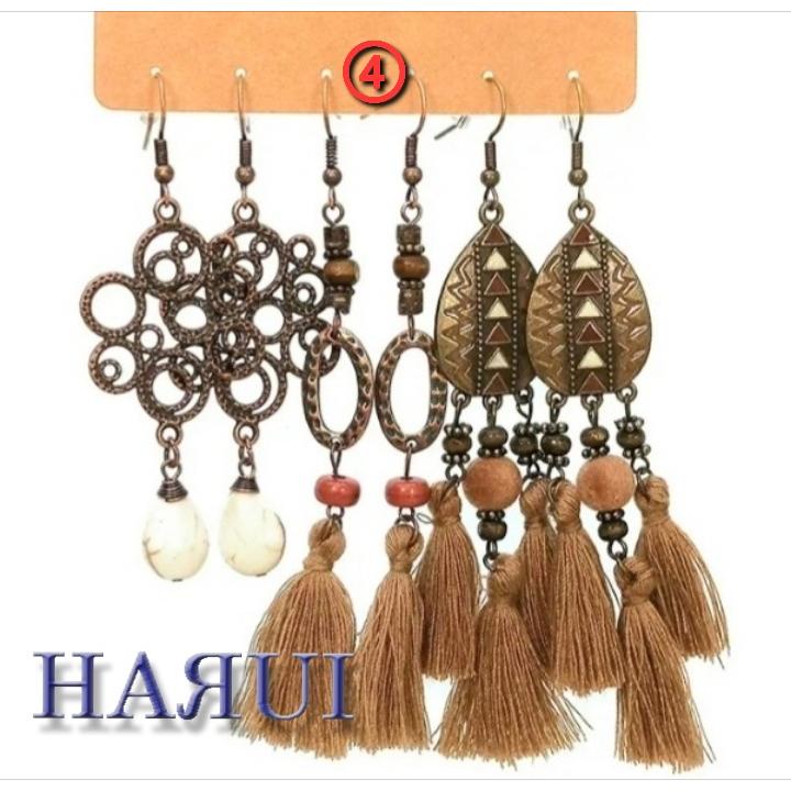 新入荷 ウッドビーズ 天然石 貝 ピアス  3点セット ベリーダンス ジプシー トライバル |  | 13