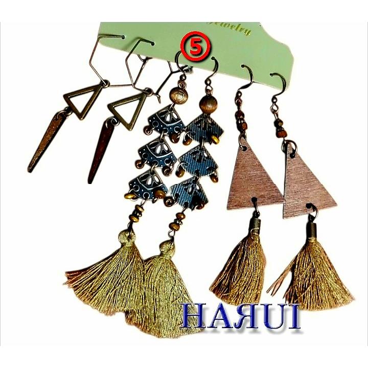 新入荷 ウッドビーズ 天然石 貝 ピアス  3点セット ベリーダンス ジプシー トライバル |  | 15