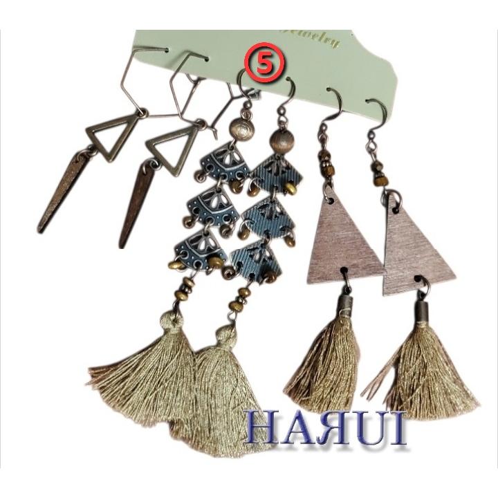 新入荷 ウッドビーズ 天然石 貝 ピアス  3点セット ベリーダンス ジプシー トライバル |  | 05