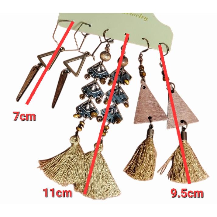 新入荷 ウッドビーズ 天然石 貝 ピアス  3点セット ベリーダンス ジプシー トライバル |  | 16