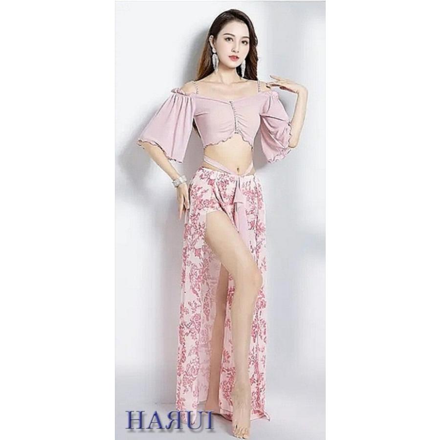 新入荷 ベリーダンス 上下 2点セット 2色 エメラルドグリーン ピンク |  | 05