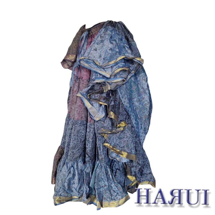 新品未使用　ベリーダンス　ジプシー　インド　スカート　サリー生地 新入荷 インド製 ベリーダンス 29ヤード シルク ジプシー