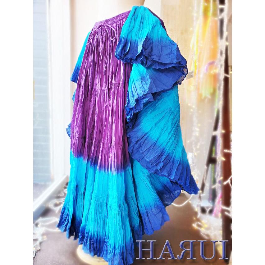 インド製 25ヤード コットン ジプシー スカート 紫 水色 青 インド