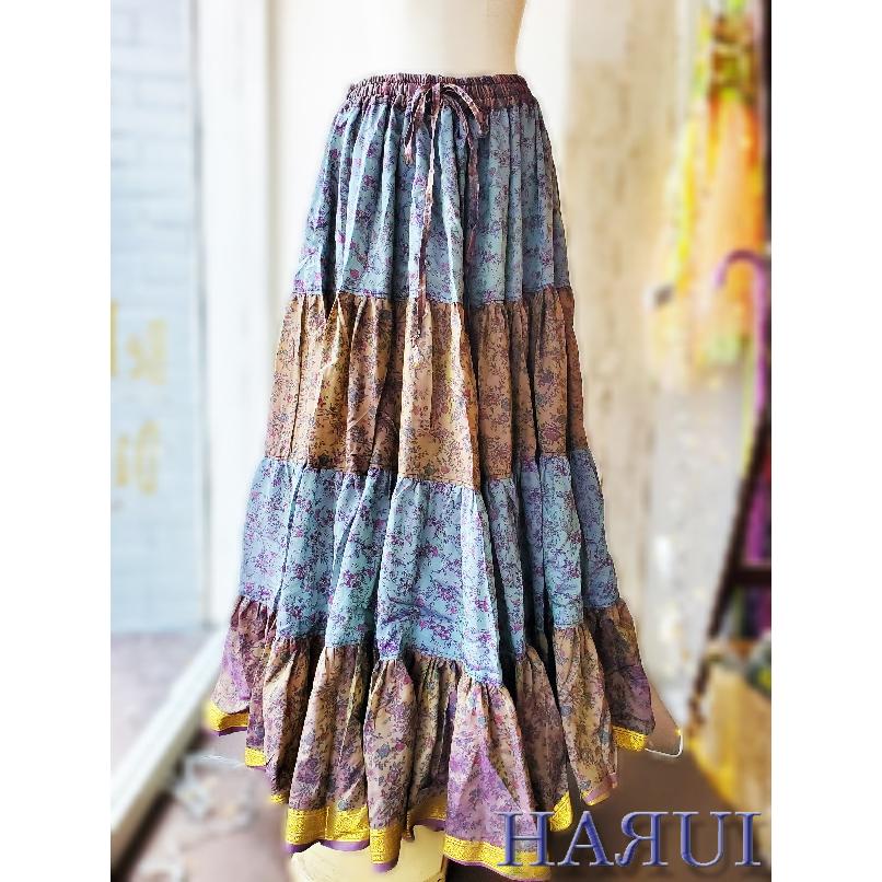 新入荷 ベリーダンス ジプシー スカート 25ヤード インド製 柄 水色 ベージュ 紫 indsa25b5bCostume Shop HARUI 通販 Yahoo!ショッピング