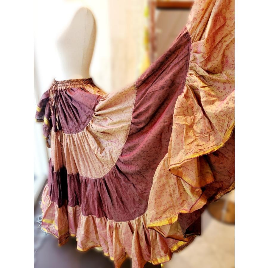 新入荷 ベリーダンス ジプシー スカート 25ヤード インド製 チョコ