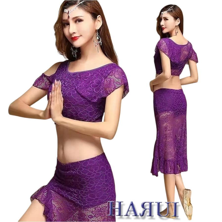 年末年始 感謝セール 花柄 ネット 上下セット 紫 | 