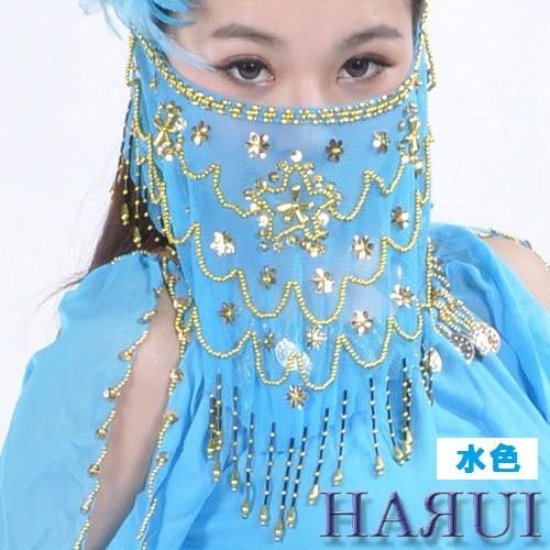 【ベリーダンス 小物 まとめ売り】全9点 セット ベール フェイスベール 青 緑 黄色 赤 オレンジ 黒 光沢 ラメ レース 民族舞踊 ベリーダンス 小物 まとめ売り】全9点 セット ベール フェイス