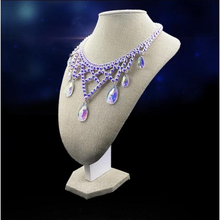 オーロラ しずく形 ストーン ネックレス レザー |  | 01