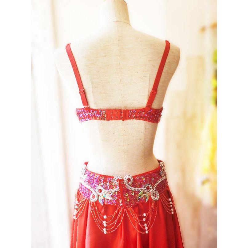 USサイズ ベリーダンス 衣装 ブラ ベルト パール しずく 上下2点