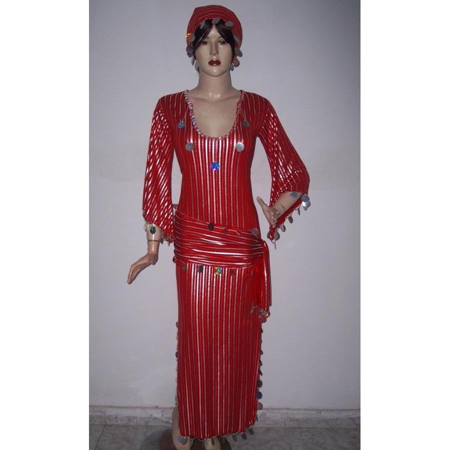 ベリーダンス 衣装 エジプト製 サイディ バラディ ドレス 3点セット 赤