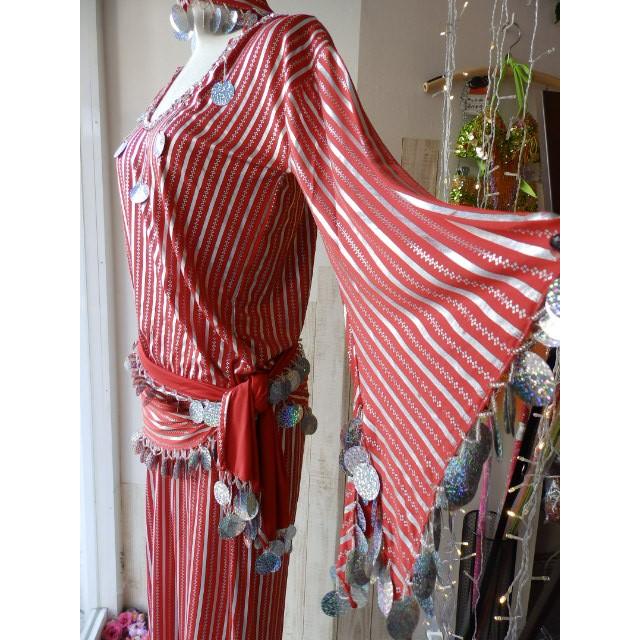 ベリーダンス 衣装 エジプト製 サイディ バラディ ドレス 3点セット 赤