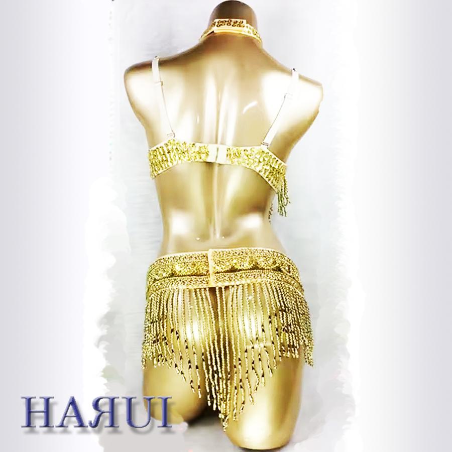 ベリーダンス 衣装 オールスパン ブラ ベルト チョーカー 3点セット