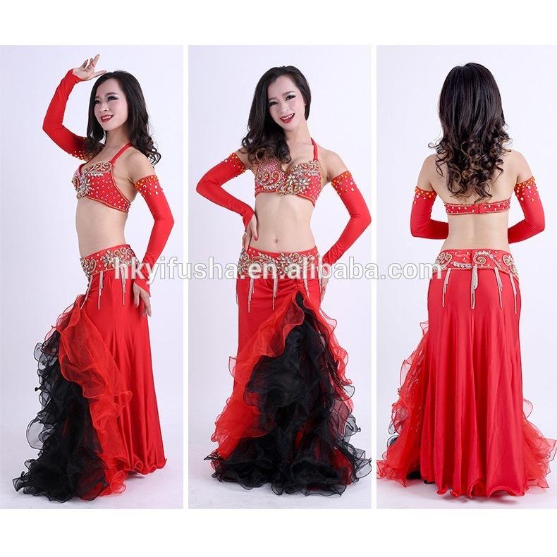 傷有り】 ベリーダンス 衣装 ブラ ベルト スカート アーム 5点