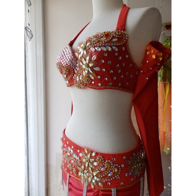 傷有り】 ベリーダンス 衣装 ブラ ベルト スカート アーム 5点セット