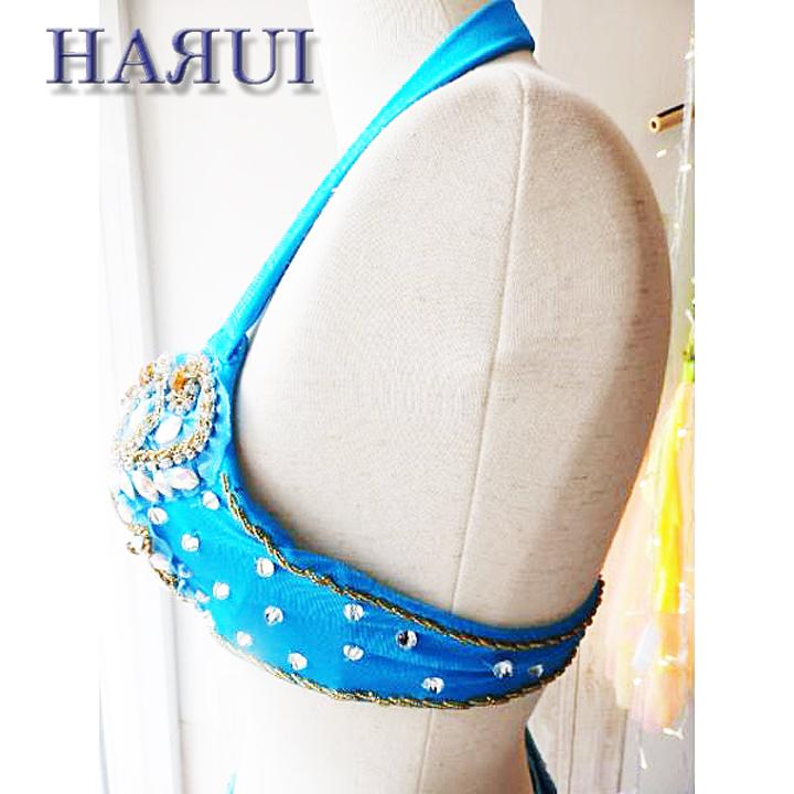 ベリーダンス 衣装 ブラ ベルト スカート アーム 5点セット 水色