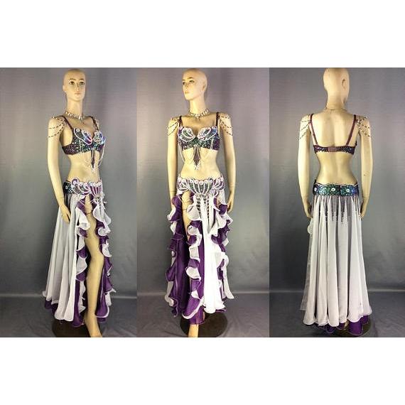 ベリーダンス 衣装 ブラベルト ベリーダンス 衣装 パールデザイン ブラ ベルト 上下2点セット