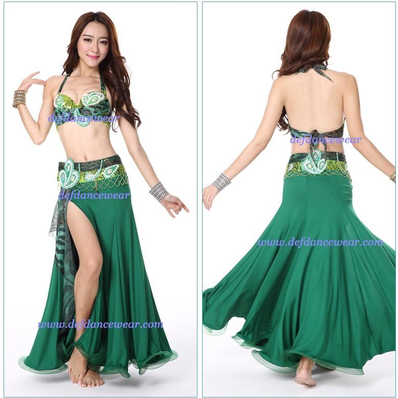 ベリーダンス 衣装 ヒョウ 未使用 グリーン オリエンタル 在庫処分