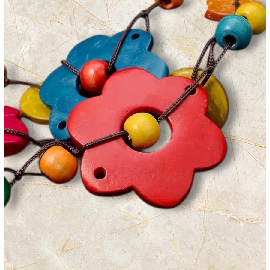 新入荷 木製 ウッドビーズ アクセサリー 花飾り ベリーダンス ジプシー ボヘミアン ココナッツシェル |  | 03