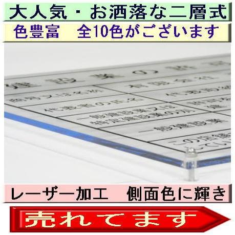 お洒落な二層式　建設業の許可票　人気商品　建設業許可票　高級二層式・ブルー　建設業の許可票