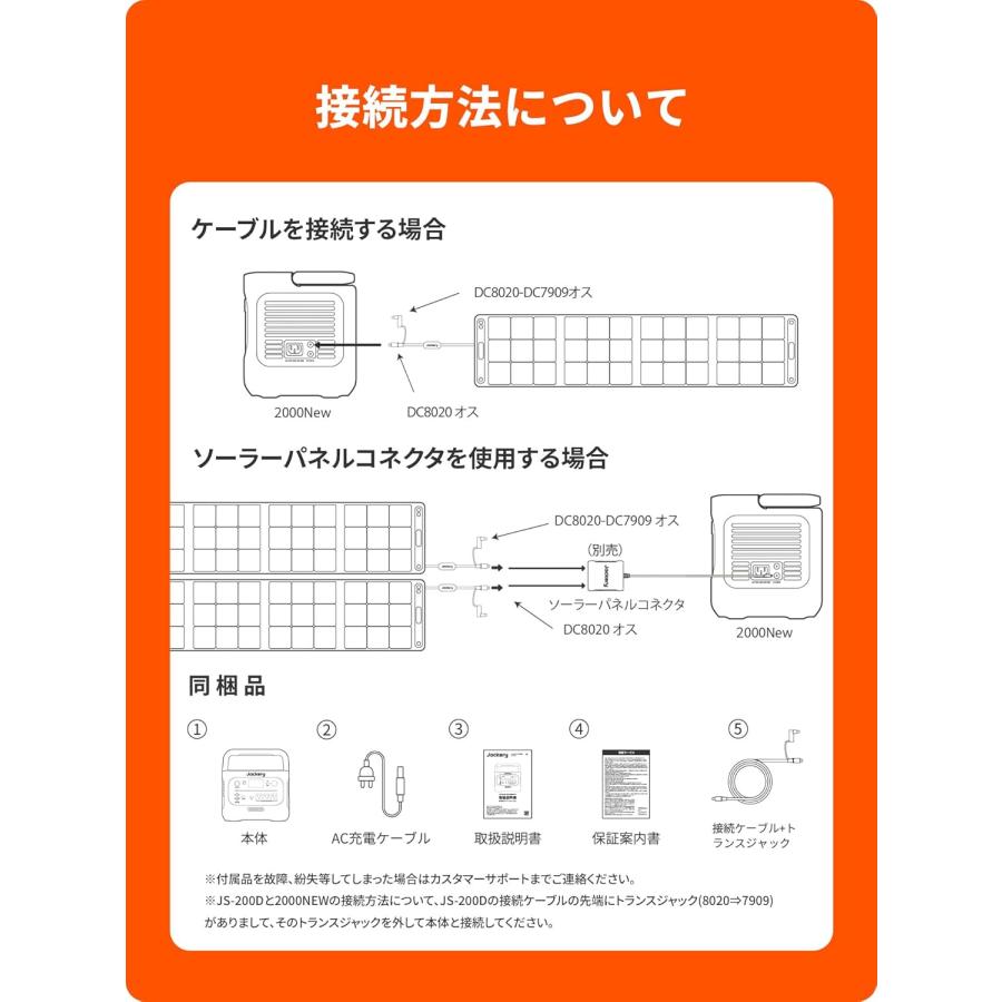 Jackery ポータブル電源 2000 New JE-2000D Solarsaga 200 JS Jackery ポータブル電源 2000 New JE-2000D Solarsaga 200 JS