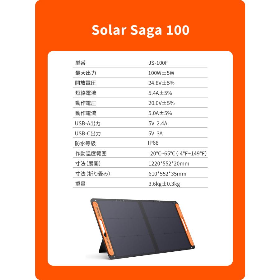 ジャクリ ソーラーパネル SolarSaga100 JS-100F 未使用品 Jackery ○[即納在庫有り] JS-100F ジャクリ ソーラーパネル