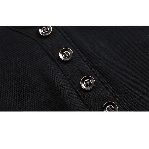 ブラック長袖トップス ボタン付き Vネック トップス Vネック ボタン 長袖 Tシャツ レディース : はるもけあヤフー