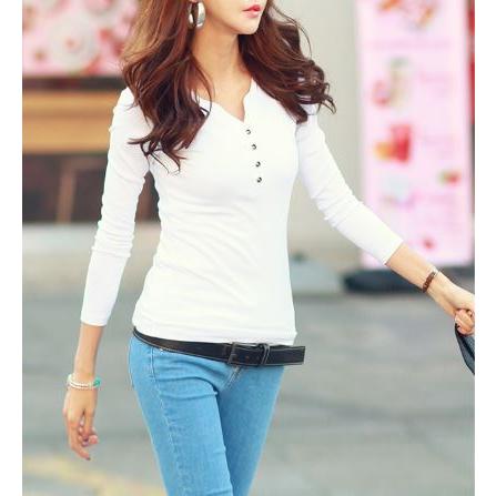 トップス Vネック ボタン 長袖 Tシャツ レディース : はるもけあヤフー