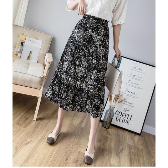 ボトムス 花柄 シフォン スカート ミモレ丈 ハイウエスト レディース