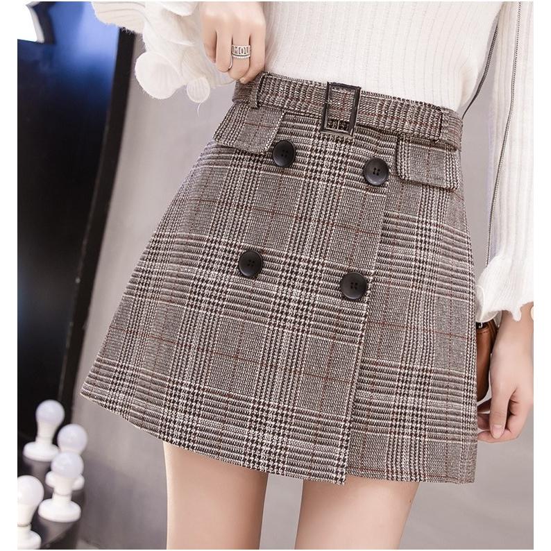 ボトムス ミニ スカート 台形 ショート グレンチェック柄 レディース
