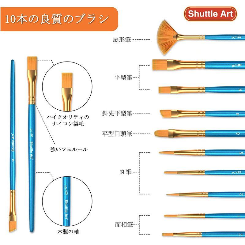本店Shuttle Art 固形水彩絵具 大人の塗り絵 溶けやすい 速乾 固体水彩 48色セット 透明 パレット 水彩絵の具 ブラシ13本 水彩 画材用紙、工作紙 水彩 絵具セット 48色 固形 パレット イラスト 絵葉書 アート