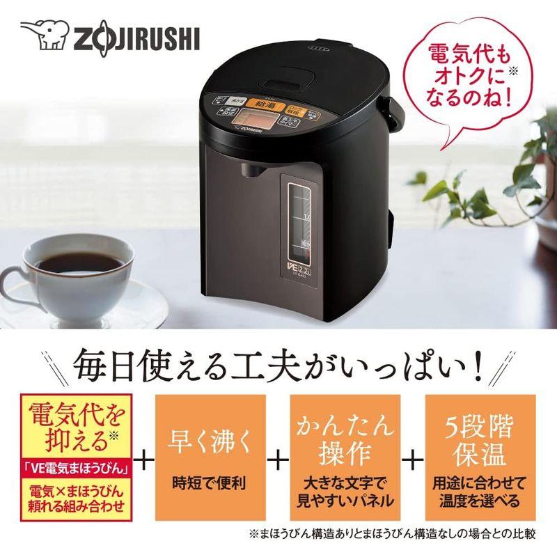 象印 電気ポット 2.2L 優湯生 省エネ ハイグレード 5段階温度設定 ブラウン CV-GA22-TA｜harunatsu｜04