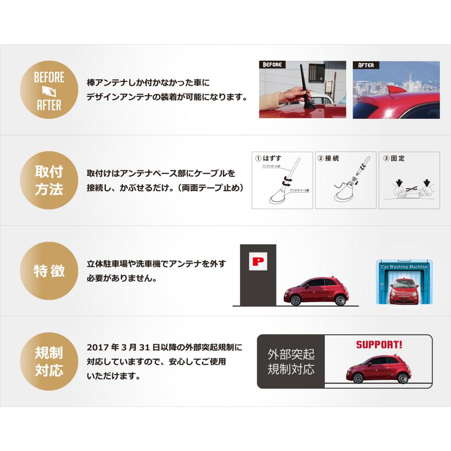 フィアット500専用デザインアンテナ（イブデザイン　タイプ4　白） イブコーポレーション株式会社 / フィアット500＆500S専用