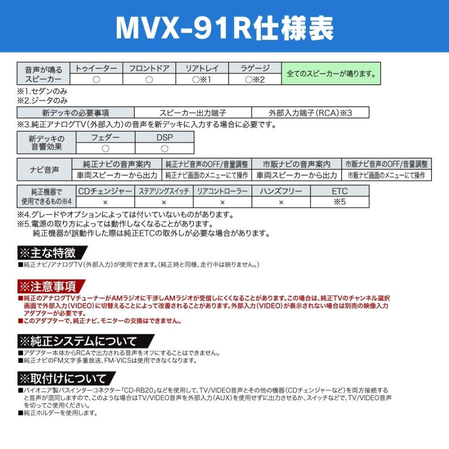 【アルテッツァ / アルテッツァジータ】ビートソニック　ナビ取付キット　MVX-91R　エレクトロマルチビジョン(EMV) ＋ ライブサウンドシステム(6スピーカー)付車｜haruonlinestore2｜08