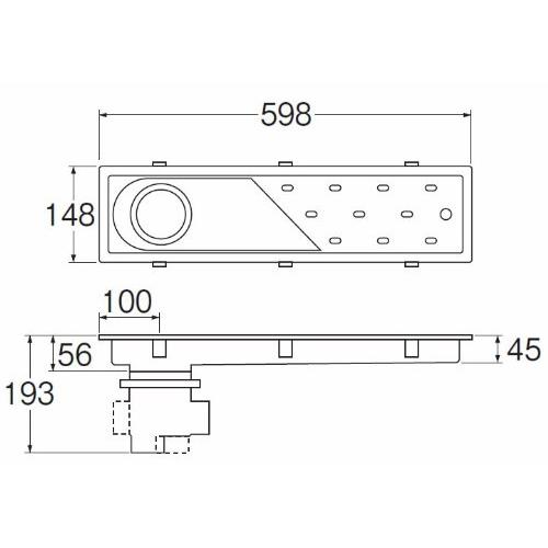 SANEI　浴室排水ユニット　150mmタイル用　呼び50VUパイプ用　H903-600　縦・横排水兼用