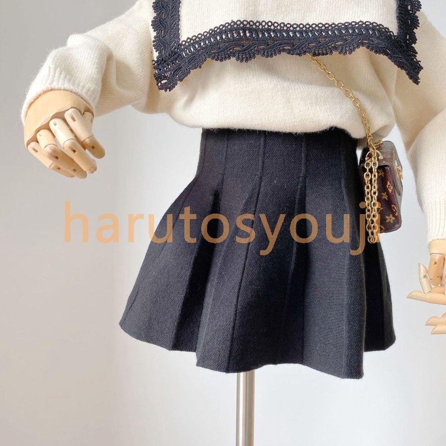 キッズスカート韓国子供服スカートミニスカート子供女の子プリーツスカートニットハイウエストショート丈おしゃれ可愛い学生服制服発表会通学 16春夏 新作