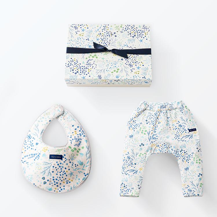 出産祝い 2点セット スタイ パンツ Haruulala 名入れ オーガニック