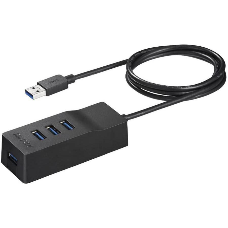 軽量バッファローUSBバスパワーハブ BSH5U02BKJ(4+1) 動作画像 バッファロー 4ポート USB2.0ハブ(ブラック)オリジナルモデル BSH5U02BKJ
