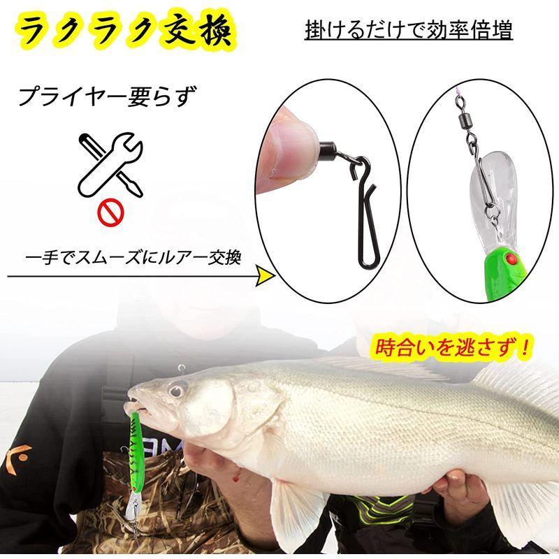 釣り スイベル付きスナップ 一手でルアーチェンジ パワースナップ ライトゲーム用サルカン 効率倍増 5サイズ 100個セット 春和堂 通販 Yahoo ショッピング