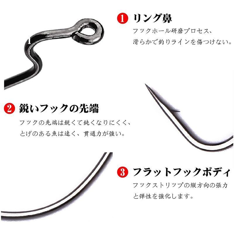 釣り針セット 高炭素鋼製 ワームフック 50本 5サイズ 各10本 オフセットフック ケース付き チニング バス釣り 釣具 釣り 用具 釣具 春和堂 通販 Yahoo ショッピング