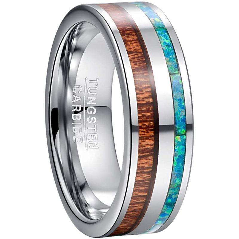 Vakki ヴァッキ 指輪 メンズ リング タングステン オパール 木 コアウッド シンプル 平打ち 幅 8mm カラー グレー 24号 春和堂 通販 Yahoo ショッピング