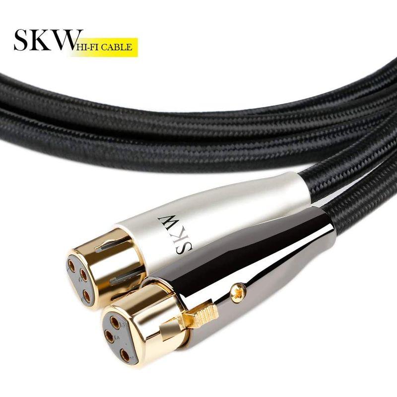 SKW Hi-Fi XLRオーディオケーブル（オス-メス） キャノンケーブル/3ピンマイクロフォンケーブル/ 長さ1m/ 2本 テレビ、オーディオ、カメラ  オーディオ機器 マイク