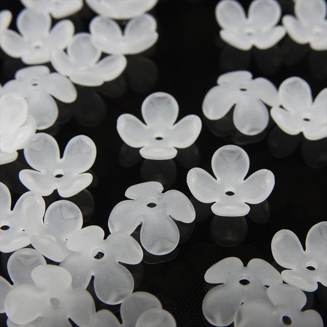 アクリルフラワー フロスト ビーズ 4枚弁 深型 約10mm 30個セット d