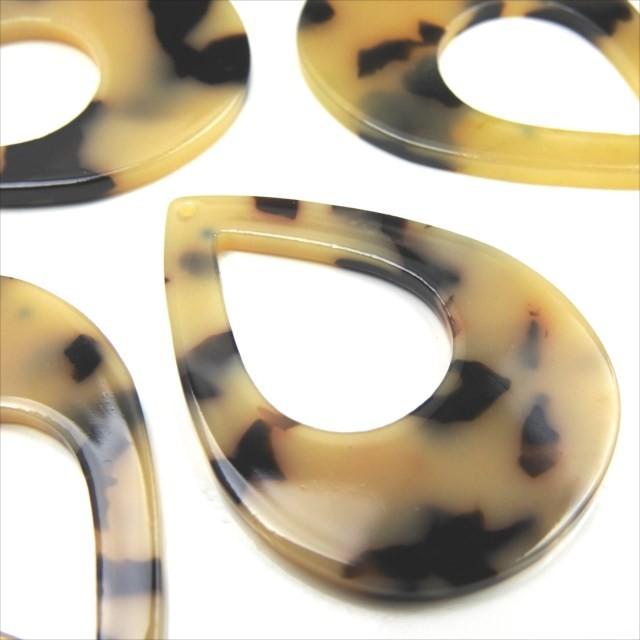 アクリルパーツ しずく くり抜き 4個セット 48mm 08 べっ甲 鼈甲 