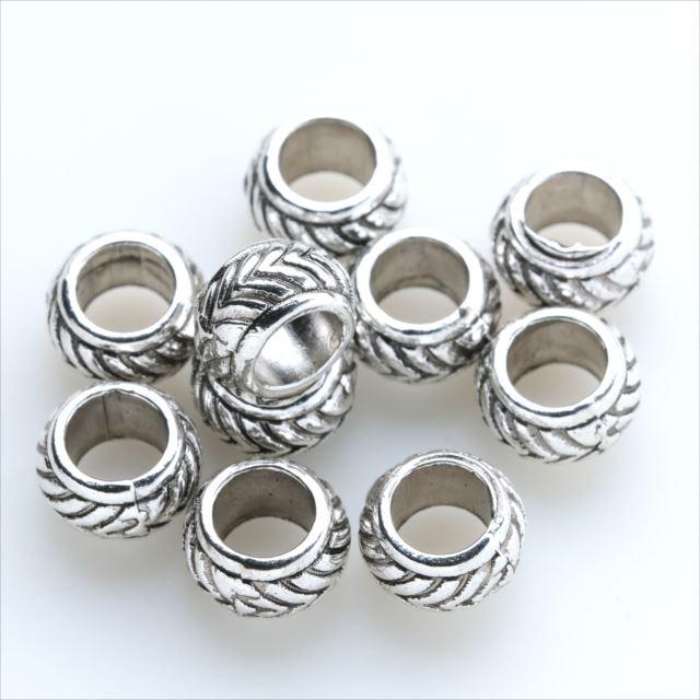 メタルビーズ 10個セット m2 丸め 穴大きめ アクセサリー パーツ