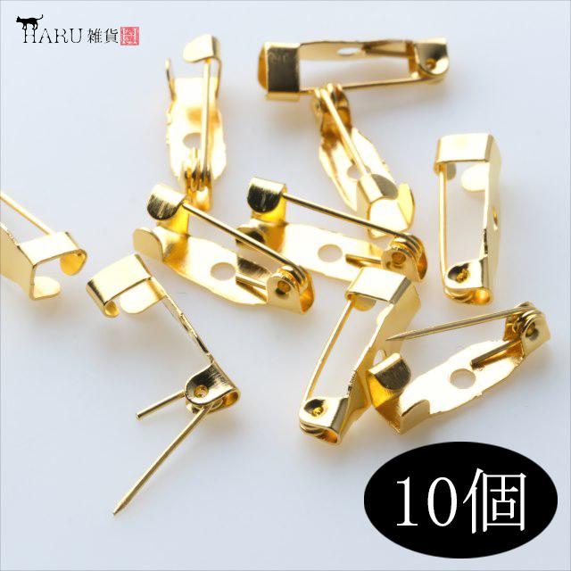 ゴールド ブローチピン 10個セット 15mm 金 ピンブローチ 金具 パーツ