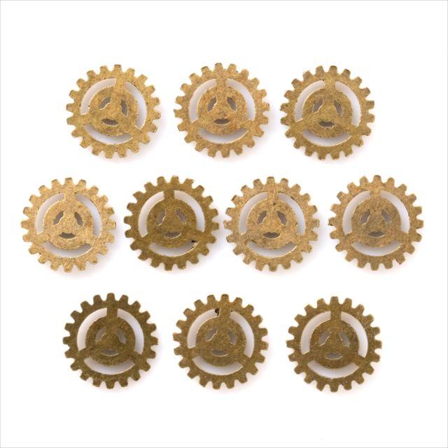 金古美 チャーム 10個セット 歯車 b アンティークゴールド